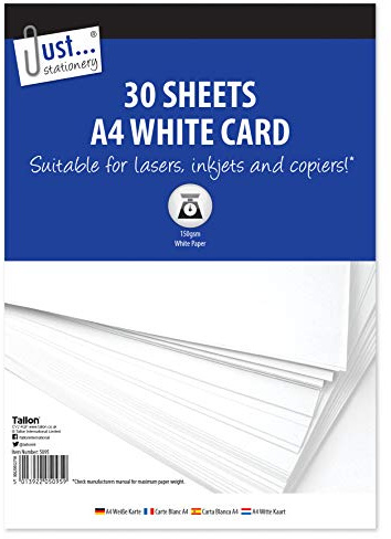 Just Stationery 5095 A4 30 Sheet White Card