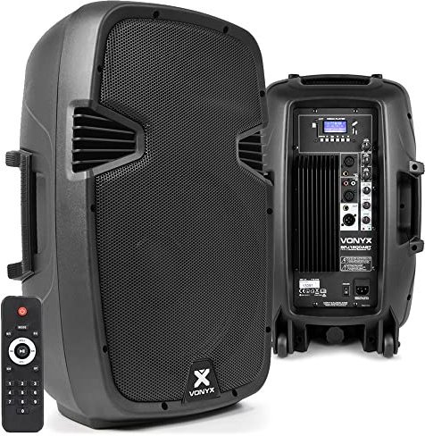 VONYX SPJ1200ABT Active PA Speaker System Pair with Bluetooth, USB MP3 Playback & Built-in Amplifiers – 12 Inch Woofer, 1200W for DJs, Events & Venues