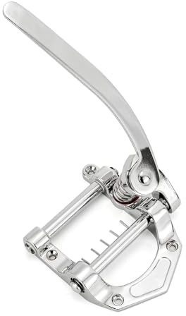Swhmc Tremolo Bridge for Electric Guitar, Chrome Plated Vibrato Tailpiece with Roller Bar, Replacement for Telecaster SG LP Flat Top Body, Hardtail Bridge Upgrade