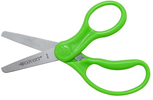 Westcott 15969 Right- and Left-Handed Scissors, Classic Kids' Scissors, Back to School, Classroom Supplies, Ages 4-8, 5-Inch Blunt Tip, Neon Green