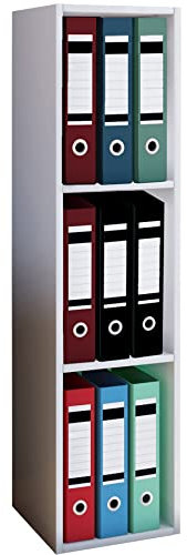 VCM Holzregal stehend | platzsparender Aktenschrank | Maße: H. 107 x B. 34 x T. 30 cm | Elegantes Regal stehend | Büroregal – Offas 3 Fach