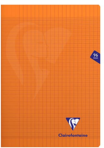 Clairefontaine 383161C - Schulheft Mimesys DIN A4 21x29,7 cm, robust mit Umschlag aus PP, 48 Blatt, französische Lineatur, 90g, Orange, 1 Stück