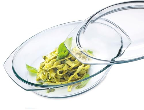 SIMAX Cocotte Ovale avec Couvercle en Verre, Contenance 3L + 1,4L, Dimension 35,4 x 21,3 x 13,2 cm - Verre Borosilicate Très Haute Résistance - 7136/7146