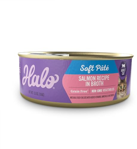 Halo Soft Pate Wet Cat Food, Real Salmon in Broth, 5.5 oz Can, 12-Pack