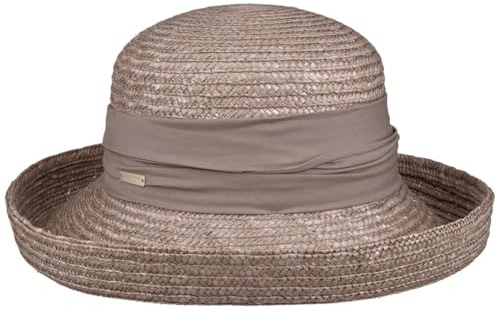 Dilara Strohhut Seeberger Damenhut mit Umschlag Sonnenhut, grau, One size