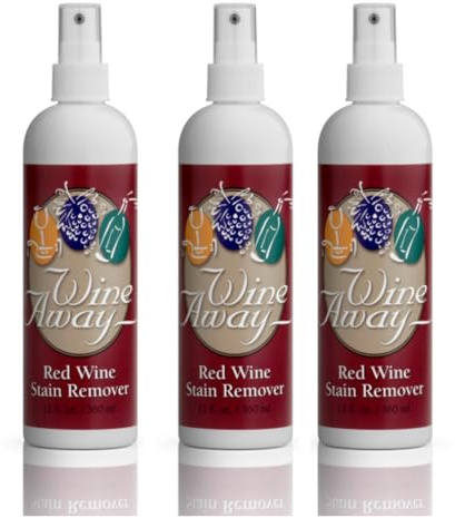 Wine Away Red Wine Stain Remover Spray - Natural Carpet and Upholstery Spot Cleaner - Effectively Removes Blood, Clothes, Coffee, & Pet Stains - Best on Both Fresh & Dried Stains - 12 Oz - Pack of 3