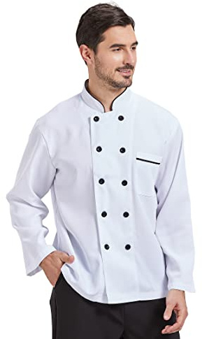 Nanxson Veste/Blouse Blanche Manches Longues pour Cuisinier Serveur CFM0001 ,Blanc,L