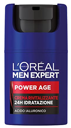 L'Oréal Paris Men Expert, Crema Rivitalizzante Power Age, 24H Idratazione, Con Acido Ialuronico, 50 ml