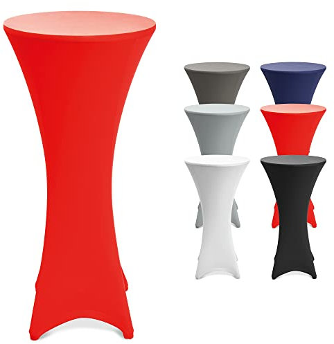 Beautissu Stretch Stehtisch Hussen 80cm Rot – Waschbar Bügelfrei Stehtisch Hussen für Stehtische Stehtischhussen rutschfest Verstärkung Fußbereich Tischhusse Tischdecke Stehtisch Rund – Stella