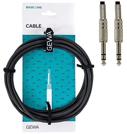 GEWA Cavo per strumenti Stereo Basic Line 6 m, nero (jack stereo 6,3 mm - jack stereo 6,3 mm) 190030