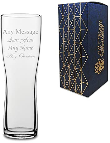 CNC Personalised Engraved Aspen Pint Glass - Birthday, Father's Day, Wedding, Retirement Gift. Comes with Presentation Gift Box - Engraved in the United Kingdom