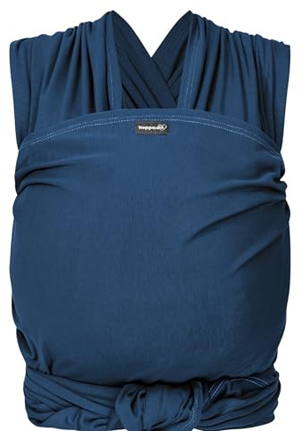 Hoppediz Elastisches Babytragetuch ab Geburt, Indigo 4,60 m | Ergonomisches Tragetuch für frühgeborene und neugeborene Babys bis 9 kg, inkl. Anleitung