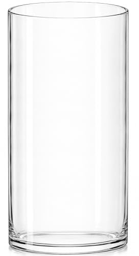 Royal Imports Flower Glass Vase Decorative Centerpiece for Home or Wedding - Cylinder Shape, 10 Tall, 5 Opening, Clear
