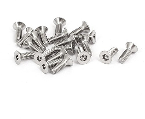 sourcing map M2x6mm Vis Inviolable à Tête Plate Torx Antivol en Acier Inoxydable 304 20pcs