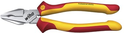 Wiha Kraftkombizange Professional electric mit DynamicJoint® (einzigartige Gelenkkonstruktion für bessere Kraftübertragung) und OptiGrip mit extra langer Schneide (26717) 225 mm Zange für Elektriker, VDE geprüft, stückgeprüft, stabil und robust