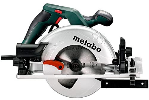 Metabo KS 55 F Sierra circular (1200 vatios, profundidad de corte 55 milímetros, hoja de sierra Ø160 milímetros, 18 dientes, agarre suave, guía de corte, rango giratorio de 0 a 45 °)