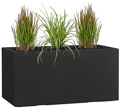 Pflanzwerk® Pflanzkübel TUB Anthrazit 45x100x45cm XXL – Rechteckig – Großer Fiberglas Blumenkübel für außen und innen - Frostbeständig - UV-Schutz – Markenqualität