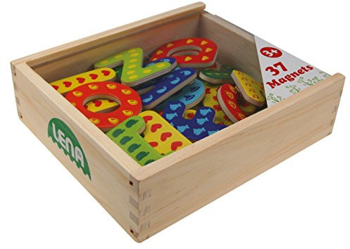 SIMM Spielwaren Lena 65823 - Lettere magnetiche in Legno, 37 Pezzi