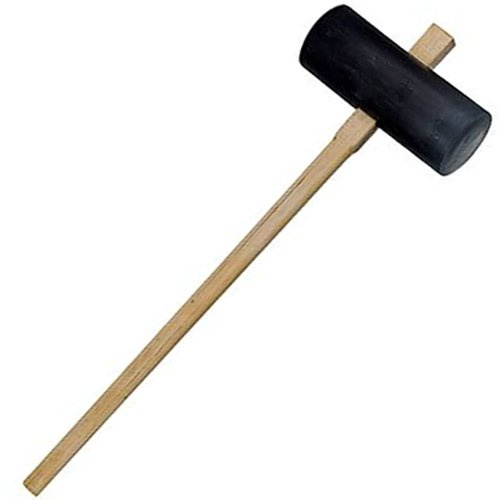 15lb Heavy Duty Paving Maul - Rubber Head Mallet/Hammer, Hardwood Shaft - Patio, Concrete, Flagstone, Brick, Installation, Tool - Loops