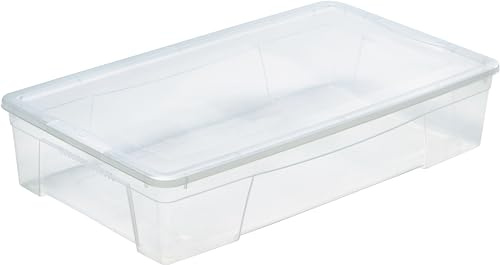 Boîte de rangement avec couvercle 34L - Plastique transparent - 70,5 x 40,5 x 15,5 cm - Empilable – Fabriquée en Italie - M home by Mazzei Mondex