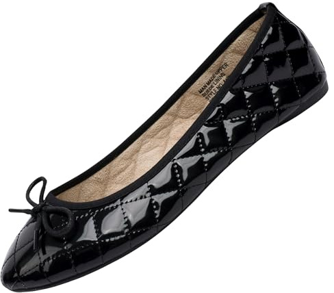 Alpine Swiss Women’s Aster Ballet Flats | Patent Leather Slip-On Shoes | Quilted Pillow Stitch | Rounded Toe | Everyday Comfortable Fashion Footwear PT BLK 7