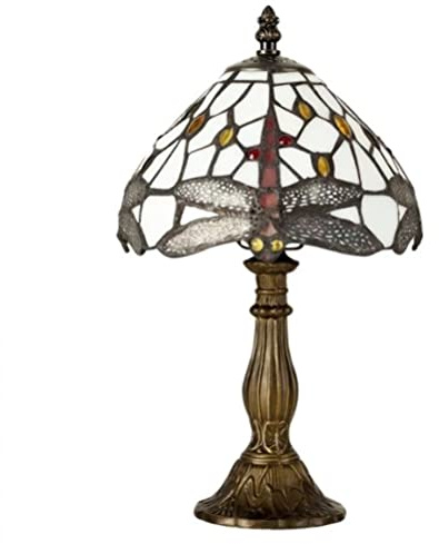 MiniSun | Tiffany Style Antique Brass Effect Table Lamp with a Jewelled Glass Shade | Table Lamps, Home Décor & Improvement Essential