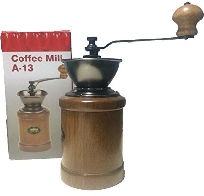 Manuelle Kaffeemühle mit Keramikmahlwerk aus Edelstahl für Kaffeebohnen Gewürze Nüsse Pfeffer (Holz+Edelstahl)