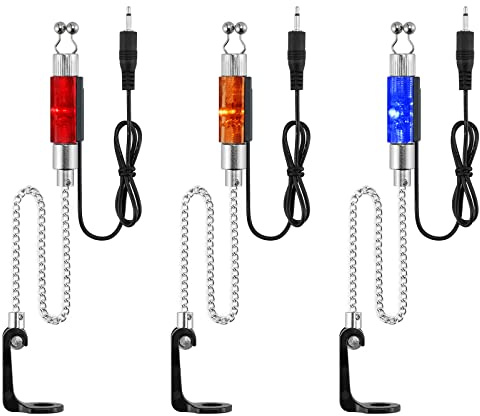 Dr.Fish Bissanzeiger-Set 3/4 Spulen Karpfenangeln Tragbare LED-Beleuchtete Bissanzeiger mit 2,5-mm-Klinkenstecker, Abnehmbar an der Rute Karpfenzubehör für Outdoor-Rutenleuchten