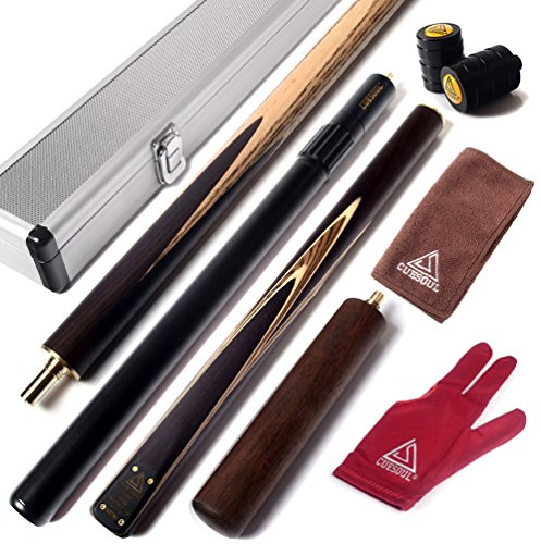 CUESOUL 57 Handcraft 3/4 Jointed Snooker Queues with Mini Butt End Extension Packed in Aluminium Köcher(D307)