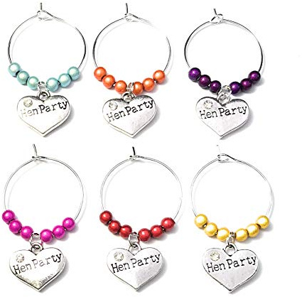 Set of 6 Handmade Hen Party Hen Night Hen Do Wine Glass Charms