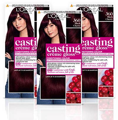 L'Oréal Paris Casting Creme Gloss 360 Black Cherry, 180ml - 3er-Set