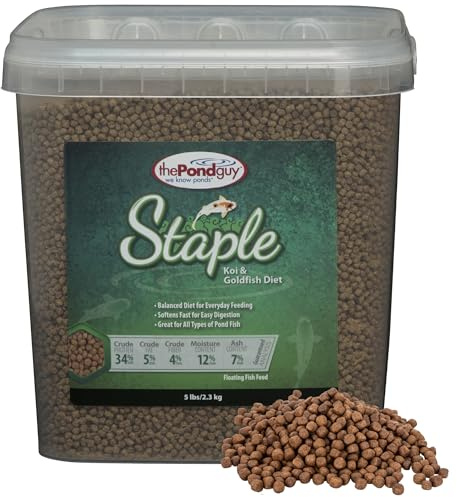 The Pond Guy Staple Fish Food for Backyard Koi & Goldfish, Choice Floating Pellets for Fish Wellness & Health, Smart Nutrition for Clean Ponds, 5 lbs