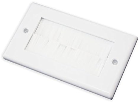 Gang Double Blanc brushplate avec brosses Blanc/Brosse Plaque Murale/Plaque murale/Plaque murale pour câble par electrosmart® pour TV plasma, etc.
