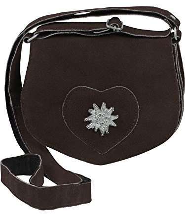 Harrys-Collection Damen Trachtentasche Leder Oktoberfest, Dunkelbraun | Echtleder Dirndltasche, edles Design mit Edelweiß Applikation, verstellbarer Trageriemen, Wiesn Handtasche für Damen