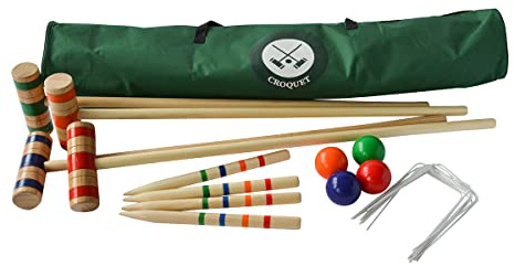 Traditional Garden Games Wooden Croquet Set for 4 Players