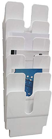 Durable Espositore Da Parete Flexiplus 6, Porta Documenti Depliant A4 Da Muro 6 Scomparti, Portadocumenti Verticale Ufficio, 24.7 X 10 X 108 Cm, Bianco