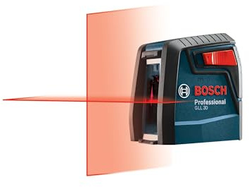 BOSCH GLL 30 30 FT Self-Leveling Cross-Line Laser, Includes 2 AA Batteries & Flexible Mounting Device