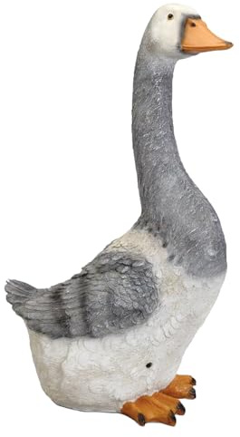 Bits und Teile – Gertrud Gans Bewegungsmelder Statue – Wetterfest, handbemalt lebensgroßen Polyresin Skulptur – Honks auf Passanten