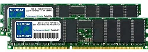 GLOBAL MEMORY 2 GB (2 x 1 GB) DDR 400 MHz PC3200 184-pin ECC Registered DIMM (RDIMM) Memoria RAM Kit per Servers/Workstations/schede Madri