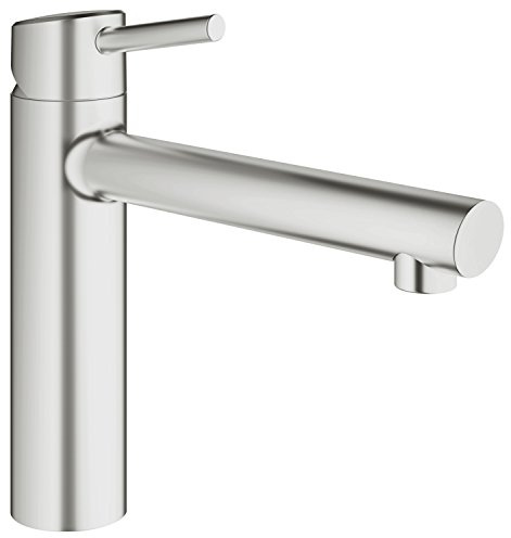 GROHE Concetto - Einhand-Spültischarmatur (Einlochmontage, flexible Anschlussschläuche, Schnell- Montage- System, langlebig), supersteel, 31128DC1