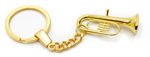Miniblings Tuba Schlüsselanhänger + Box Musiker Tenorhorn vergoldet Jazz Tubist - Handmade Modeschmuck I I Anhänger Schlüsselring Schlüsselband Keyring