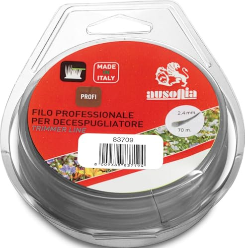 AUSONIA - 83719 Faden Mähfaden für Rasentrimmer Motorsense Rahmen quadratischer Querschnitt gelb 2,4 mm x 70 m