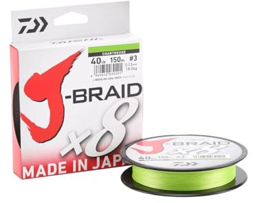 Daiwa J-Braid 8 Braid 0.13mm, 8,0kg/18lbs, 300m Chartreuse, rund geflochtene Angelschnur