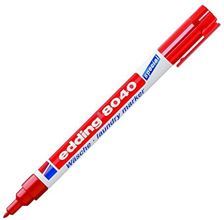 edding 8040 tvättålig textilmarker – röd – 1 penna – runt spets 1 mm – textilmarker för att märka kläder, tål att tvättas i upp till 95 °C – tvättålig penna