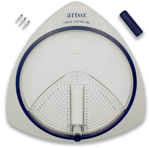 ARTOZ Kreisschneider mit 3 Ersatzklingen, Papier, Fotos, Karton, Schneidegerät zum Ausschneiden von Kreisen und allen Bastelarten, 2,4-15 cm
