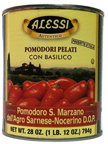 Alessi DOP Whole Peeled San Marzano Tomatoes with Basil, 1.75 Pound (Pack of 12)