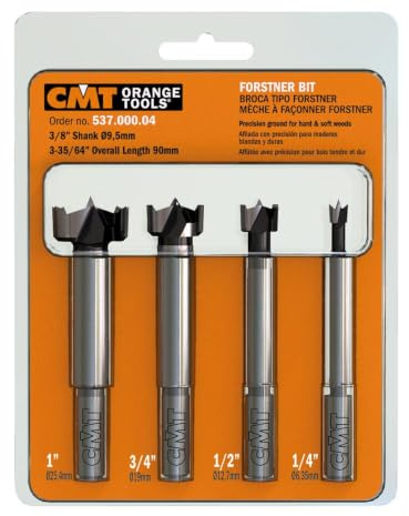 CMT 537.000.04 4-Piece Forstner Bit Set, 1/4 -1/2 -3/4 -1-Inch Diameters, 3/8-Inch Shank
