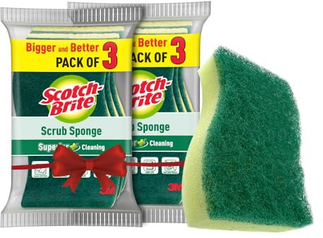 Scotch Brite - Esponja exfoliante, paquete de 6 para la limpieza diaria de utensilios (limpiador de cocina con esponja)
