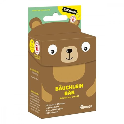 Sidroga TEExpress Bäuchlein Bär: Kräutertee-Extrakt mit Fenchel, Kümmel und Anis für Kinder ab 4 Monaten, 15 Beutel à 0,3g
