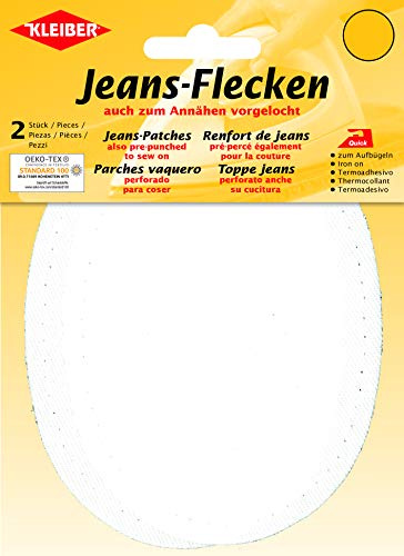 Kleiber + Co.GmbH Jeans-Bügelflecken oval, ca. 13 cm x 10 cm Weiß